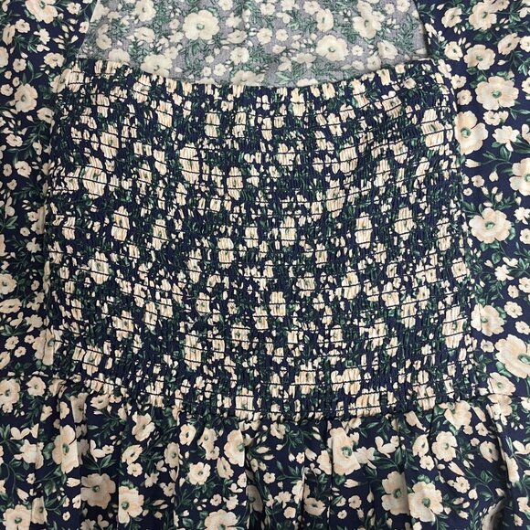 Old Navy Floral Puff Sleeve Maxi Dress 3X Smocked Boho Cottage Prairie Country - Picture 6 of 9